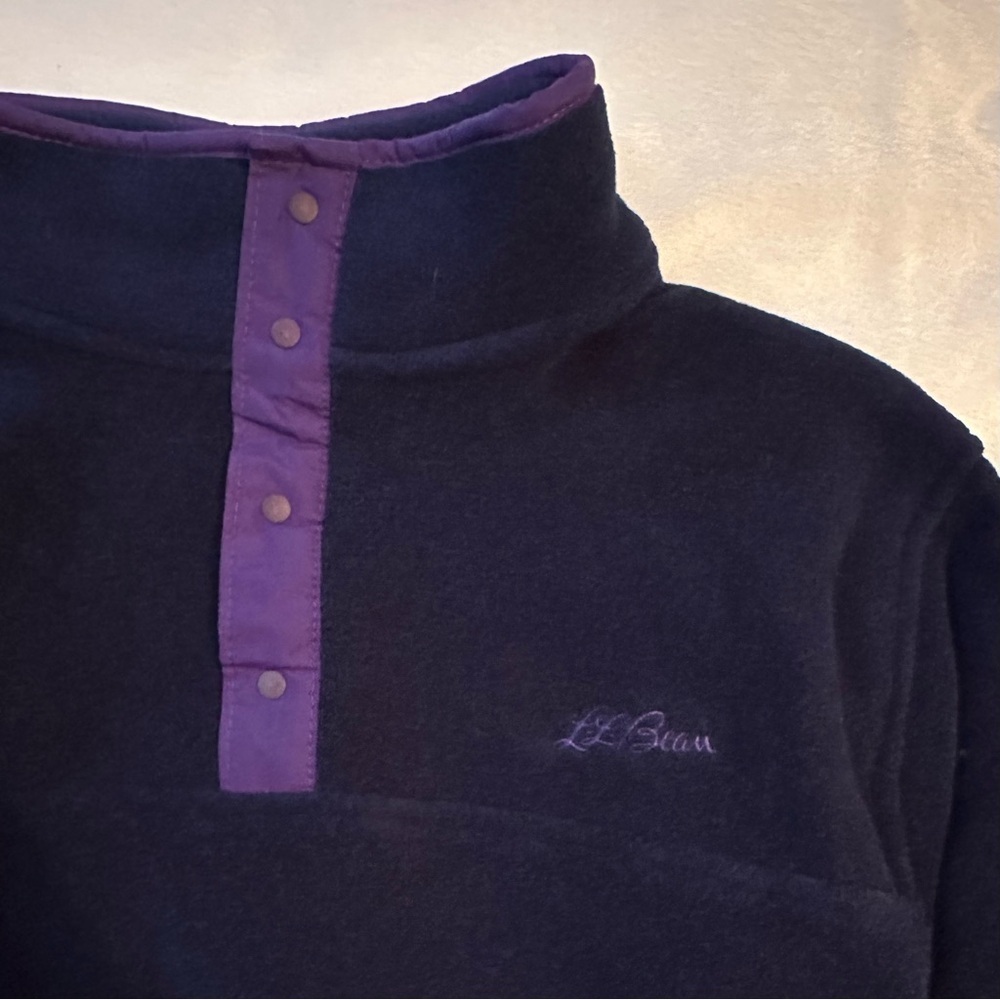Vintage 1994 LL Bean NWT Kids Polartec Fleece Jacket S Girls Navy Blue Purple - Picture 2 of 10
